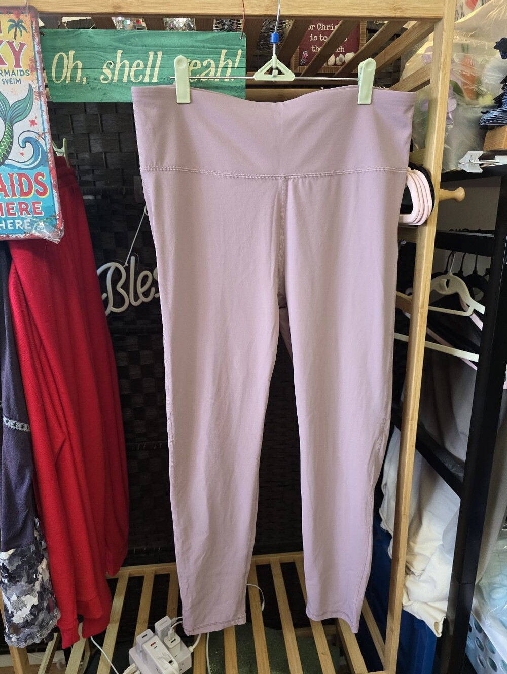 #0694 NWT 1XL MONO B Light Mauve Leggings 17-20"Wst 12"Rise 28"Inseam